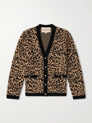 Leopard-Jacquard Knit Wool Cardigan Leopard-Jacquard Knit Wool Cardigan