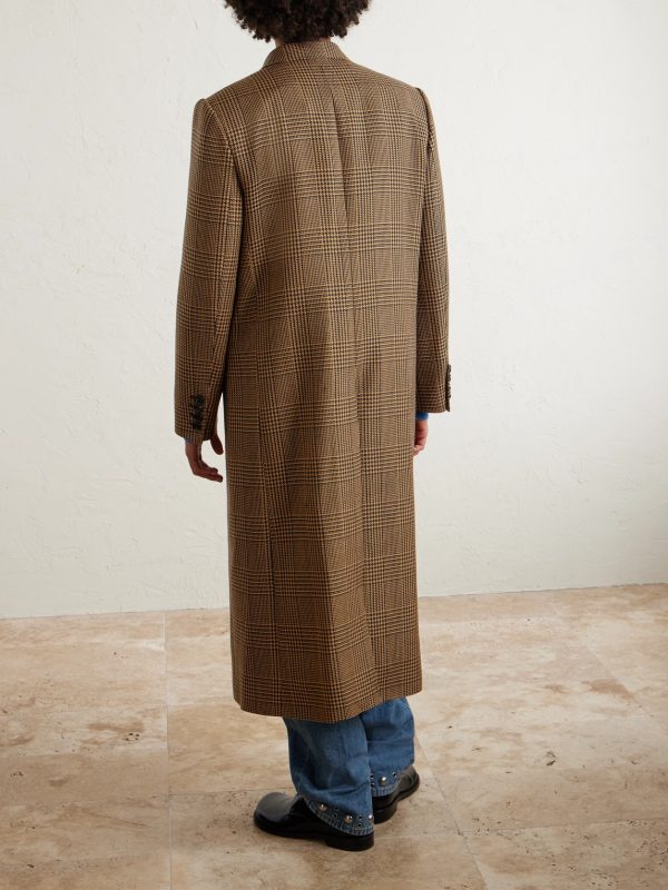 Double-Breasted Prince of Wales Checked Virgin Wool Coat - BK Double-Breasted Prince of Wales Checked Virgin Wool Coat - BK