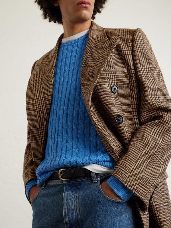 Double-Breasted Prince of Wales Checked Virgin Wool Coat - CU Double-Breasted Prince of Wales Checked Virgin Wool Coat - CU