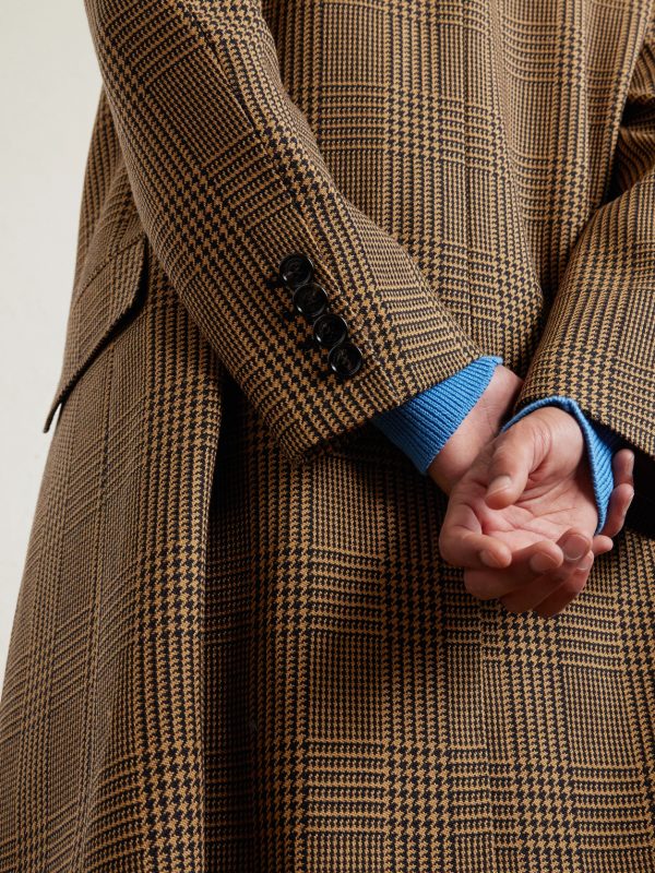 Double-Breasted Prince of Wales Checked Virgin Wool Coat - E1 Double-Breasted Prince of Wales Checked Virgin Wool Coat - E1