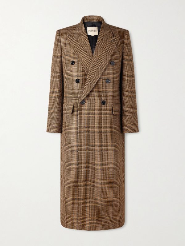 Double-Breasted Prince of Wales Checked Virgin Wool Coat Double-Breasted Prince of Wales Checked Virgin Wool Coat