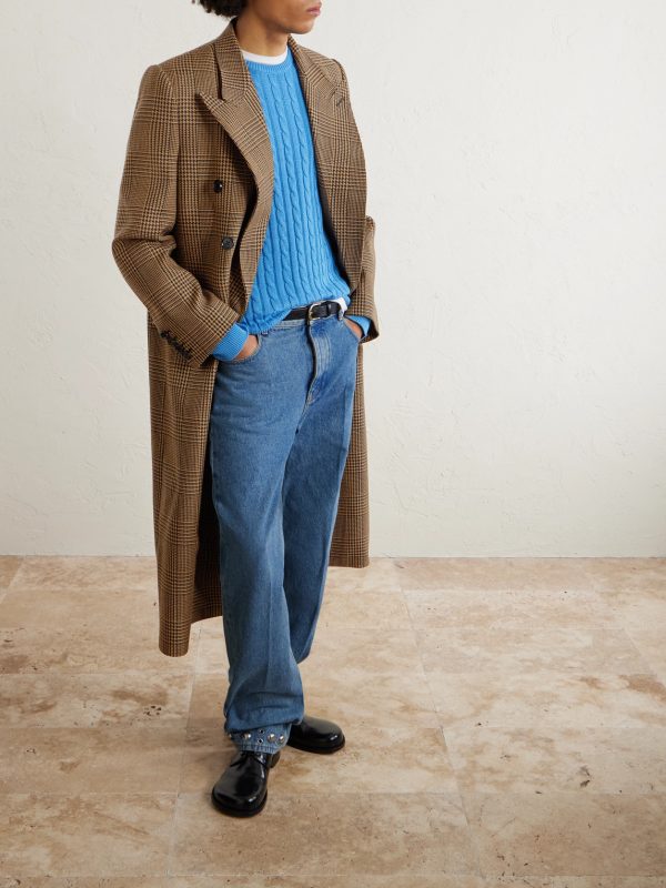 Double-Breasted Prince of Wales Checked Virgin Wool Coat - OU Double-Breasted Prince of Wales Checked Virgin Wool Coat - OU