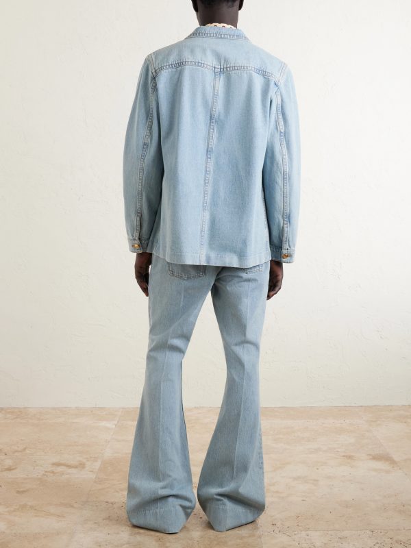 Camp-Collar Denim Jacket - BK