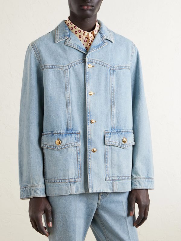 Camp-Collar Denim Jacket - FR