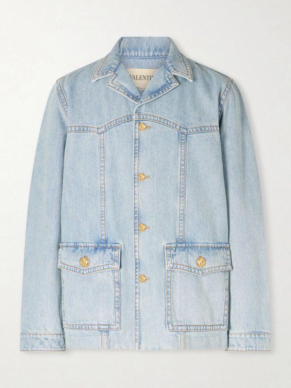 Camp-Collar Denim Jacket