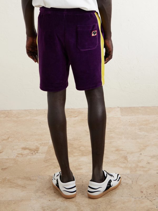 Slim-Fit Appliquéd Cotton-Blend Velvet Shorts - BK Slim-Fit Appliquéd Cotton-Blend Velvet Shorts - BK