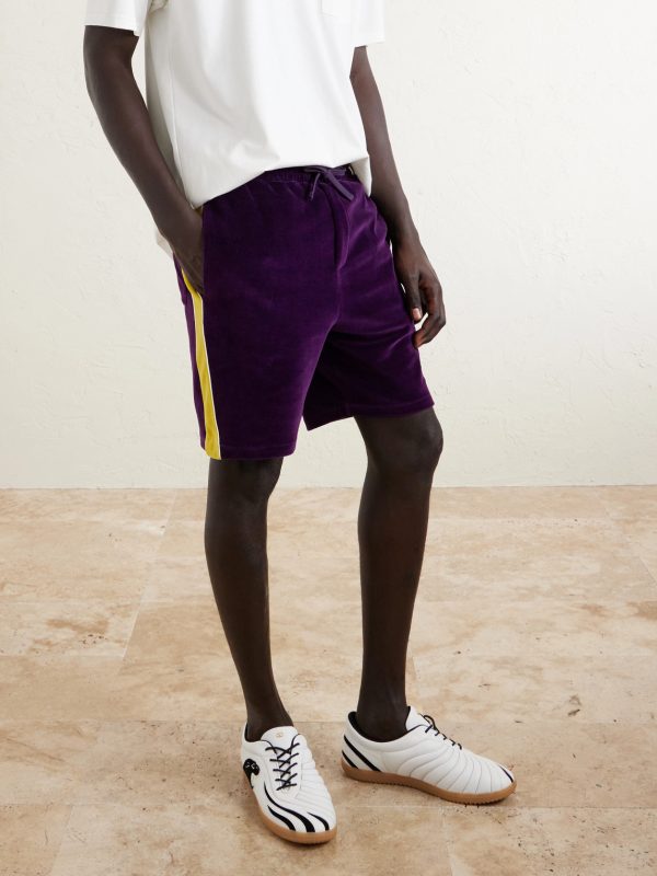 Slim-Fit Appliquéd Cotton-Blend Velvet Shorts - FR Slim-Fit Appliquéd Cotton-Blend Velvet Shorts - FR