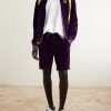 Slim-Fit Appliquéd Cotton-Blend Velvet Shorts - OU Slim-Fit Appliquéd Cotton-Blend Velvet Shorts - OU