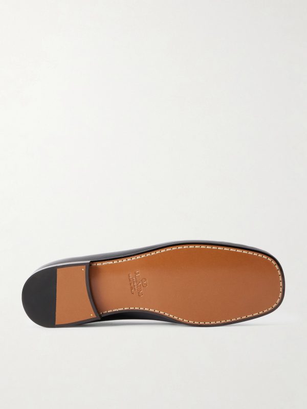 Logo-Embellished Leather Loafers - E1 Logo-Embellished Leather Loafers - E1