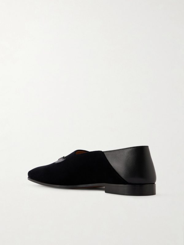 Embellished Suede and Leather Loafers - BK Embellished Suede and Leather Loafers - BK