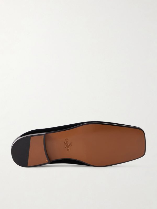 Embellished Suede and Leather Loafers - E1 Embellished Suede and Leather Loafers - E1