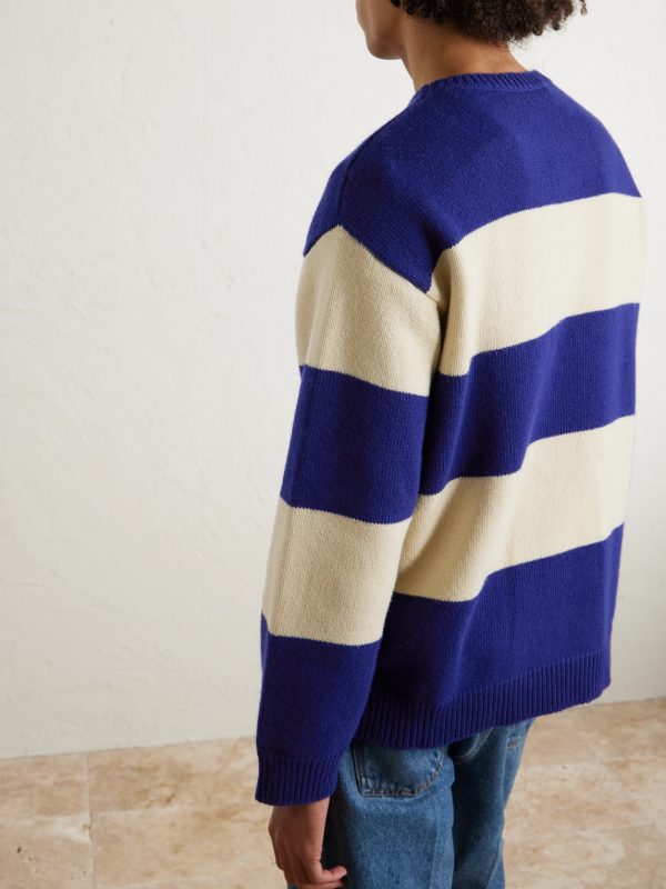 Striped Jacquard-Knit Wool Sweater - BK Striped Jacquard-Knit Wool Sweater - BK