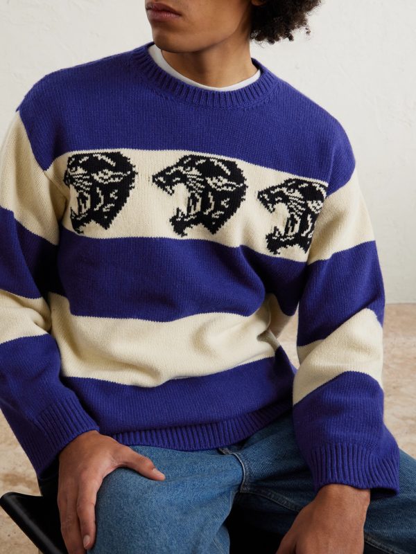 Striped Jacquard-Knit Wool Sweater - FR Striped Jacquard-Knit Wool Sweater - FR