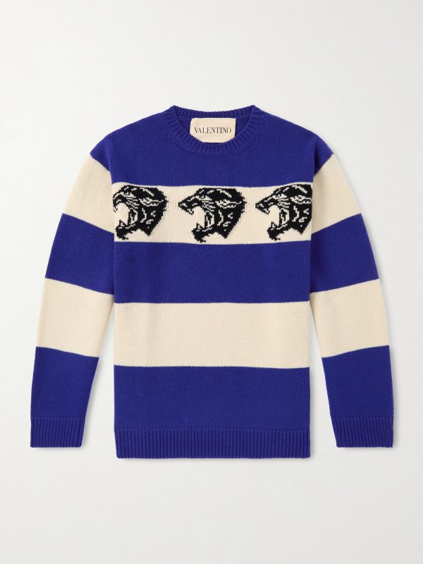 Striped Jacquard-Knit Wool Sweater Striped Jacquard-Knit Wool Sweater