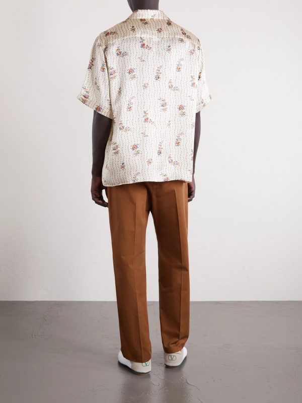 Camp-Collar Floral-Print Silk-Twill Shirt - BK