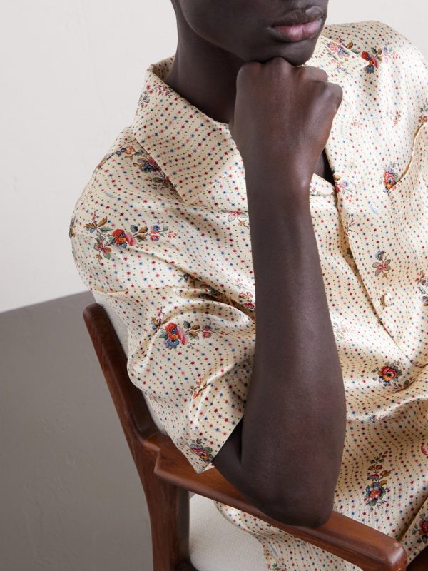 Camp-Collar Floral-Print Silk-Twill Shirt - CU