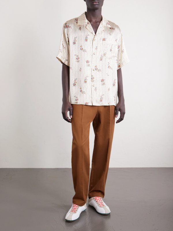 Camp-Collar Floral-Print Silk-Twill Shirt - OU