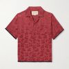 Cherryfic Camp-Collar Crochet-Trimmed Jacquard Shirt Cherryfic Camp-Collar Crochet-Trimmed Jacquard Shirt