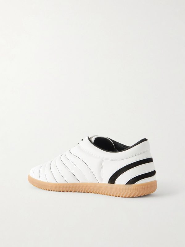 Kicky Suede-Trimmed Leather Sneakers - BK Kicky Suede-Trimmed Leather Sneakers - BK