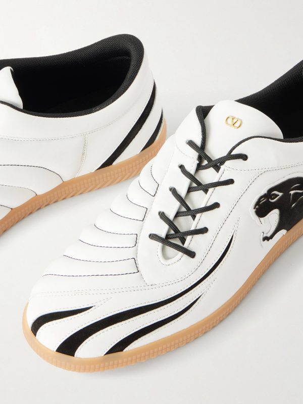 Kicky Suede-Trimmed Leather Sneakers - CU Kicky Suede-Trimmed Leather Sneakers - CU