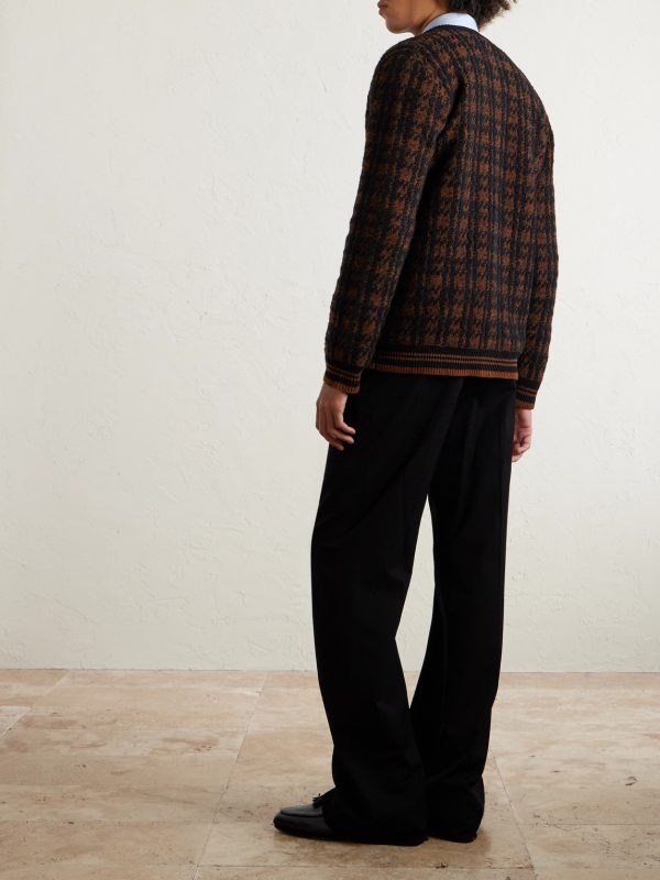 Houndstooth Wool-Blend Cardigan - BK