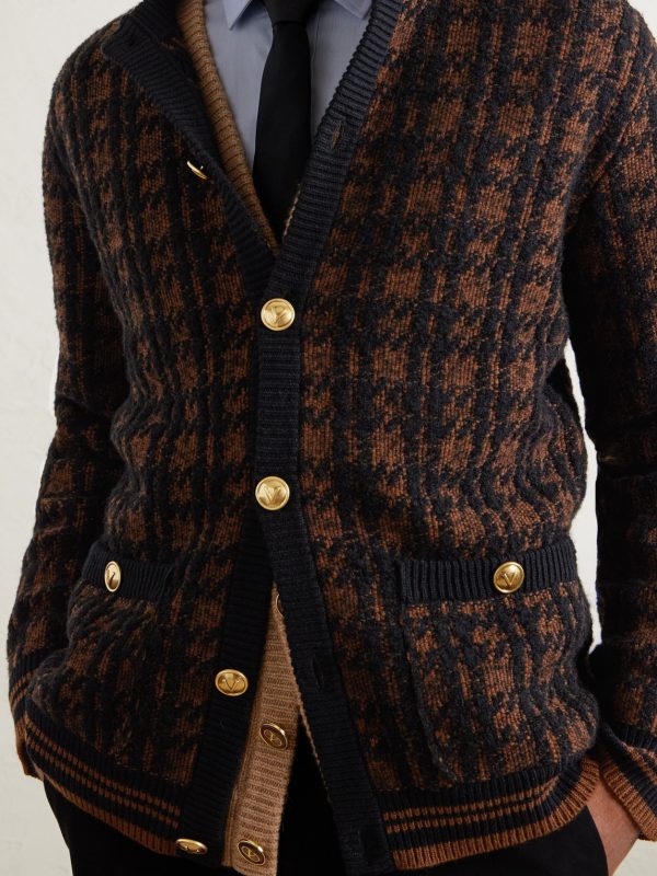 Houndstooth Wool-Blend Cardigan - CU