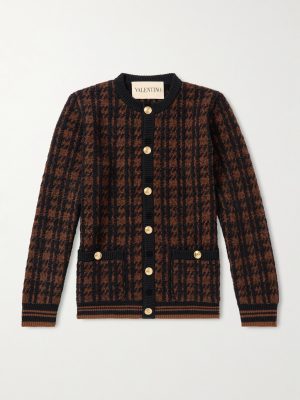 Houndstooth Wool-Blend Cardigan Houndstooth Wool-Blend Cardigan