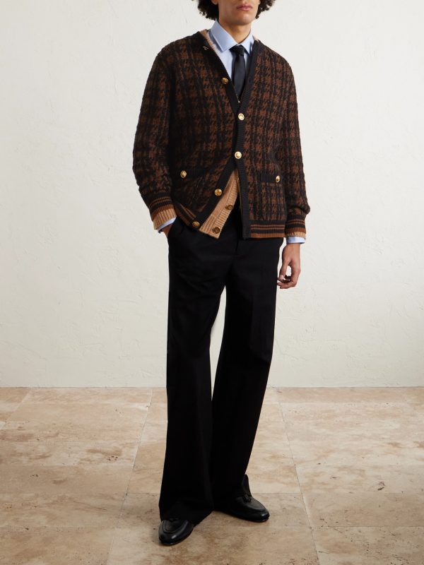 Houndstooth Wool-Blend Cardigan - OU