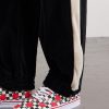 Striped Cotton-Blend Velvet Sweatpants - E1 Striped Cotton-Blend Velvet Sweatpants - E1