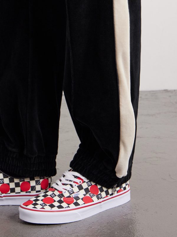 Striped Cotton-Blend Velvet Sweatpants - E1 Striped Cotton-Blend Velvet Sweatpants - E1