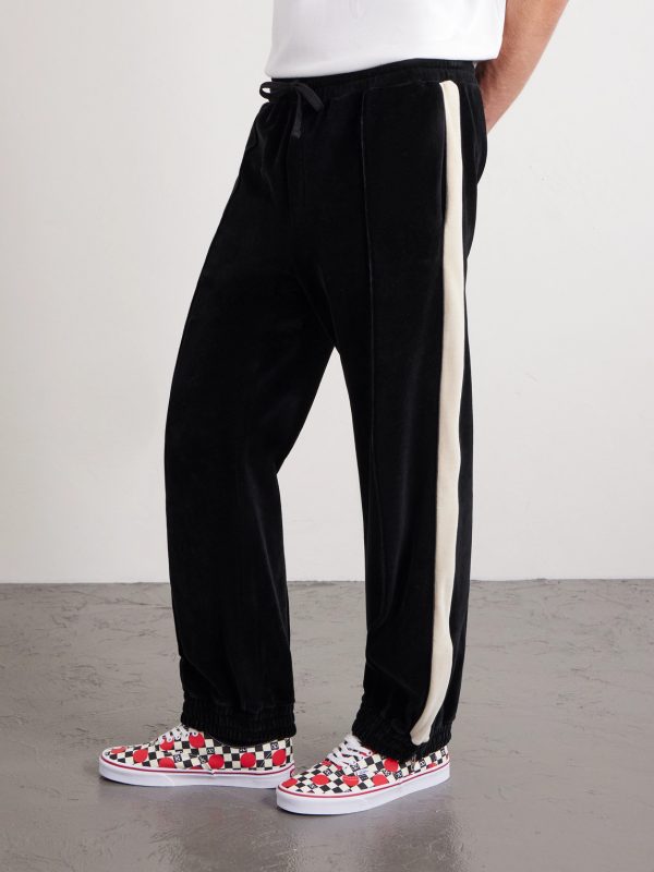 Striped Cotton-Blend Velvet Sweatpants - FR Striped Cotton-Blend Velvet Sweatpants - FR