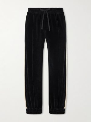 Striped Cotton-Blend Velvet Sweatpants