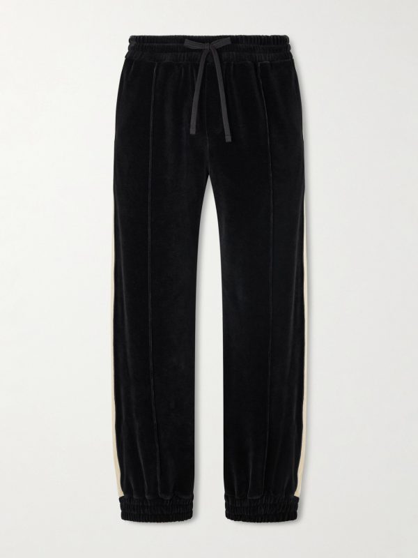 Striped Cotton-Blend Velvet Sweatpants Striped Cotton-Blend Velvet Sweatpants
