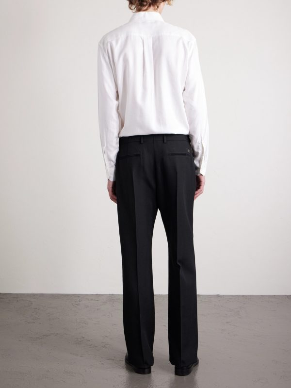 Straight-Leg Pleated Grain de Poudre Wool Trousers - BK Straight-Leg Pleated Grain de Poudre Wool Trousers - BK