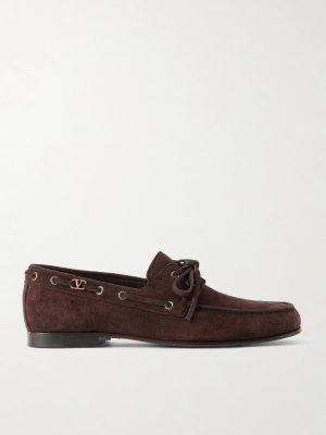 Logo-Embellished Suede Loafers Logo-Embellished Suede Loafers