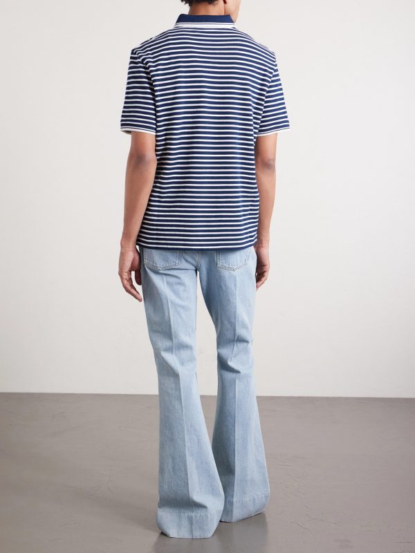 Logo-Appliquéd Striped Cotton-Piqué Polo Shirt - BK Logo-Appliquéd Striped Cotton-Piqué Polo Shirt - BK