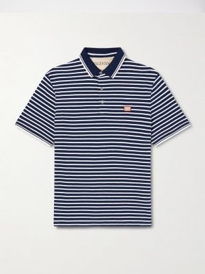 Logo-Appliquéd Striped Cotton-Piqué Polo Shirt Logo-Appliquéd Striped Cotton-Piqué Polo Shirt