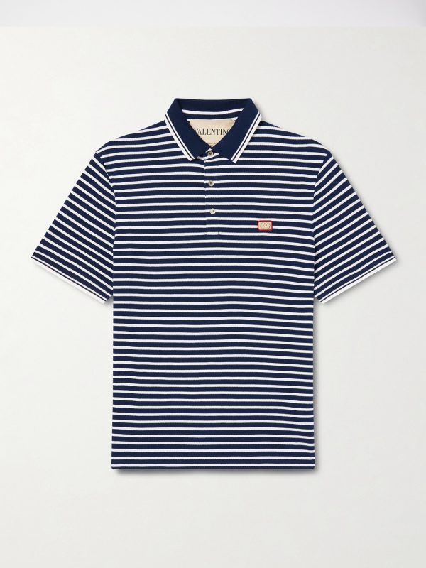 Logo-Appliquéd Striped Cotton-Piqué Polo Shirt Logo-Appliquéd Striped Cotton-Piqué Polo Shirt