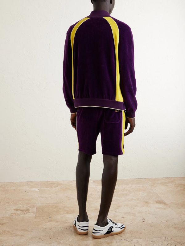Appliquéd Cotton-Blend Velvet Track Jacket - BK Appliquéd Cotton-Blend Velvet Track Jacket - BK