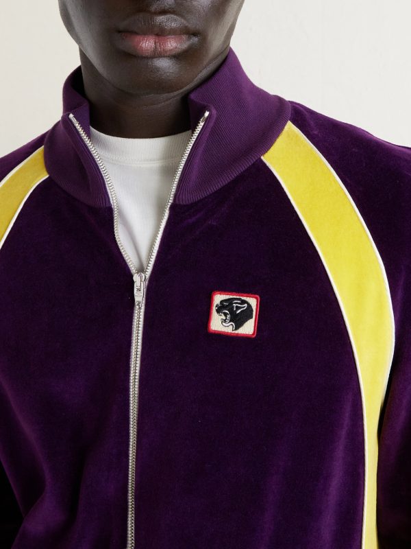 Appliquéd Cotton-Blend Velvet Track Jacket - CU Appliquéd Cotton-Blend Velvet Track Jacket - CU