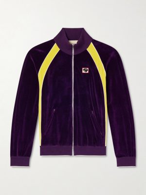 Appliquéd Cotton-Blend Velvet Track Jacket Appliquéd Cotton-Blend Velvet Track Jacket