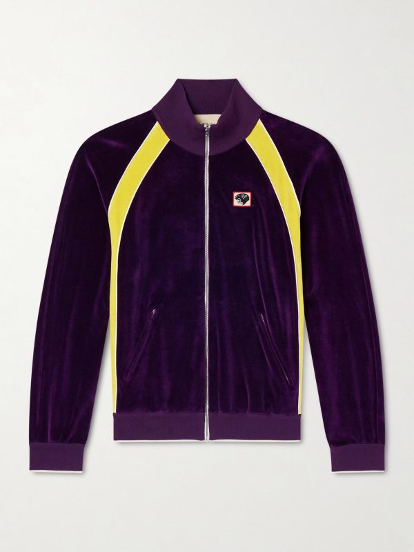 Appliquéd Cotton-Blend Velvet Track Jacket Appliquéd Cotton-Blend Velvet Track Jacket