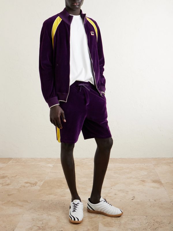 Appliquéd Cotton-Blend Velvet Track Jacket - OU Appliquéd Cotton-Blend Velvet Track Jacket - OU