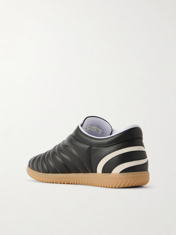 Kicky Suede and Velvet-Trimmed Leather Sneakers - BK