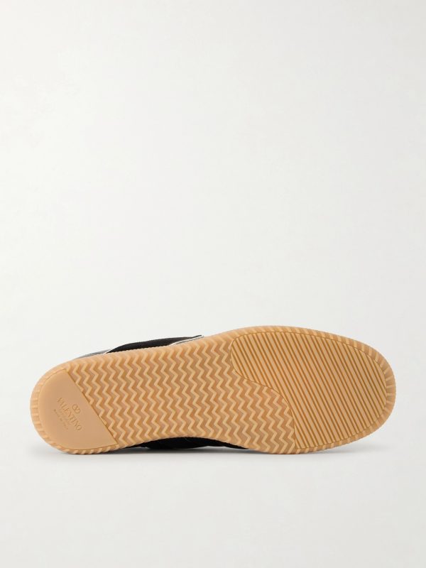 Kicky Suede and Velvet-Trimmed Leather Sneakers - E1