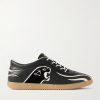 Kicky Suede and Velvet-Trimmed Leather Sneakers