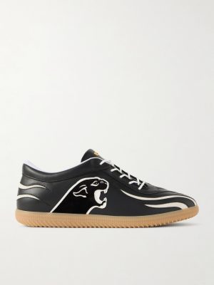 Kicky Suede and Velvet-Trimmed Leather Sneakers Kicky Suede and Velvet-Trimmed Leather Sneakers