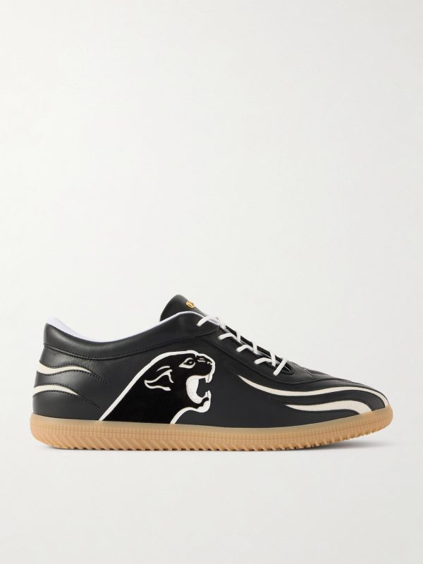 Kicky Suede and Velvet-Trimmed Leather Sneakers