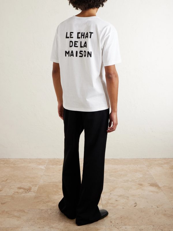 Le Chat De La Maison Printed Cotton-Jersey T-Shirt - BK Le Chat De La Maison Printed Cotton-Jersey T-Shirt - BK