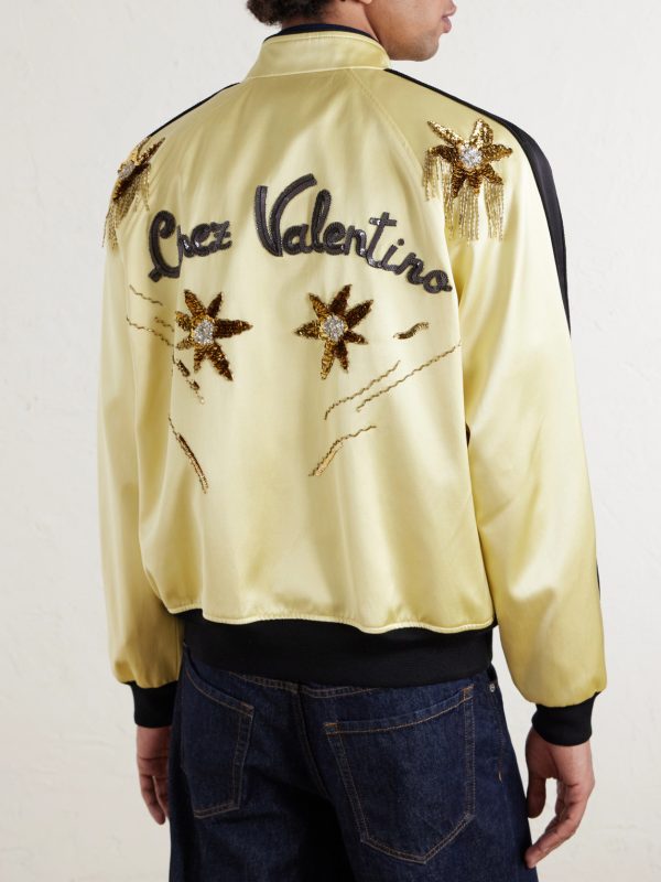 Embellished Satin Bomber Jacket - BK
